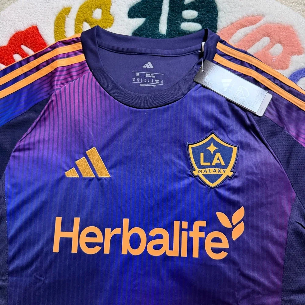 Adidas LA Galaxy 2024 Away Jersey Purple Blue Mens Size M Slim Fit Soccer Shirt